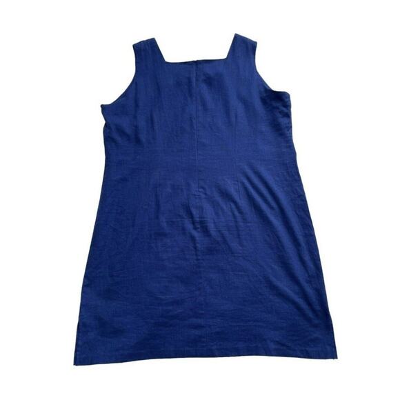 Country Concept Embroidered Midi Dress Plus Size 2X Linen Blend Blue Pink Floral - Picture 2 of 9